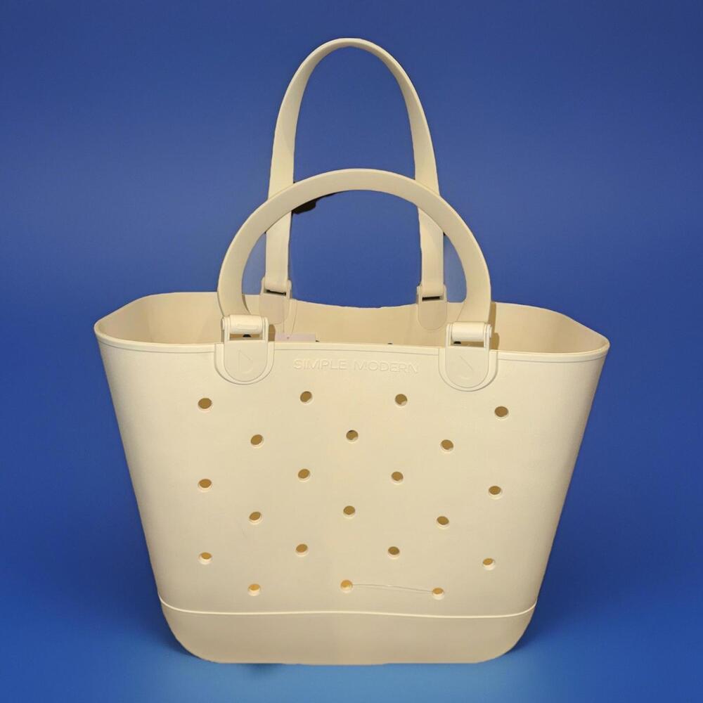 NEW Simple Modern ALMOND XL Waterproof Beach Bag W Zipper Pocket MSRP $79.99